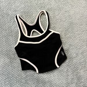 FREE PEOPLE FP Movement Black/White Striped Activewear Cropped Tank Top M/L